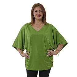 TAMSY V-Neck Knit Drape Top - Green