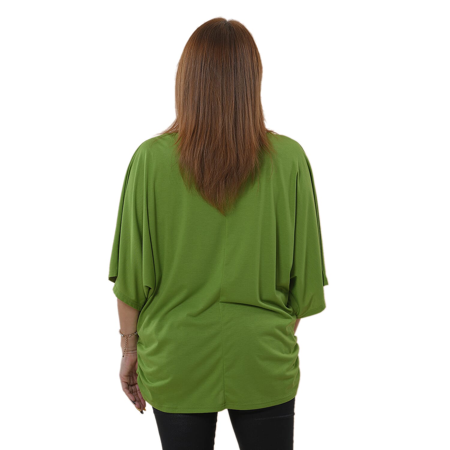 TAMSY V-Neck Knit Drape Top (Size 8-22 ) - Green
