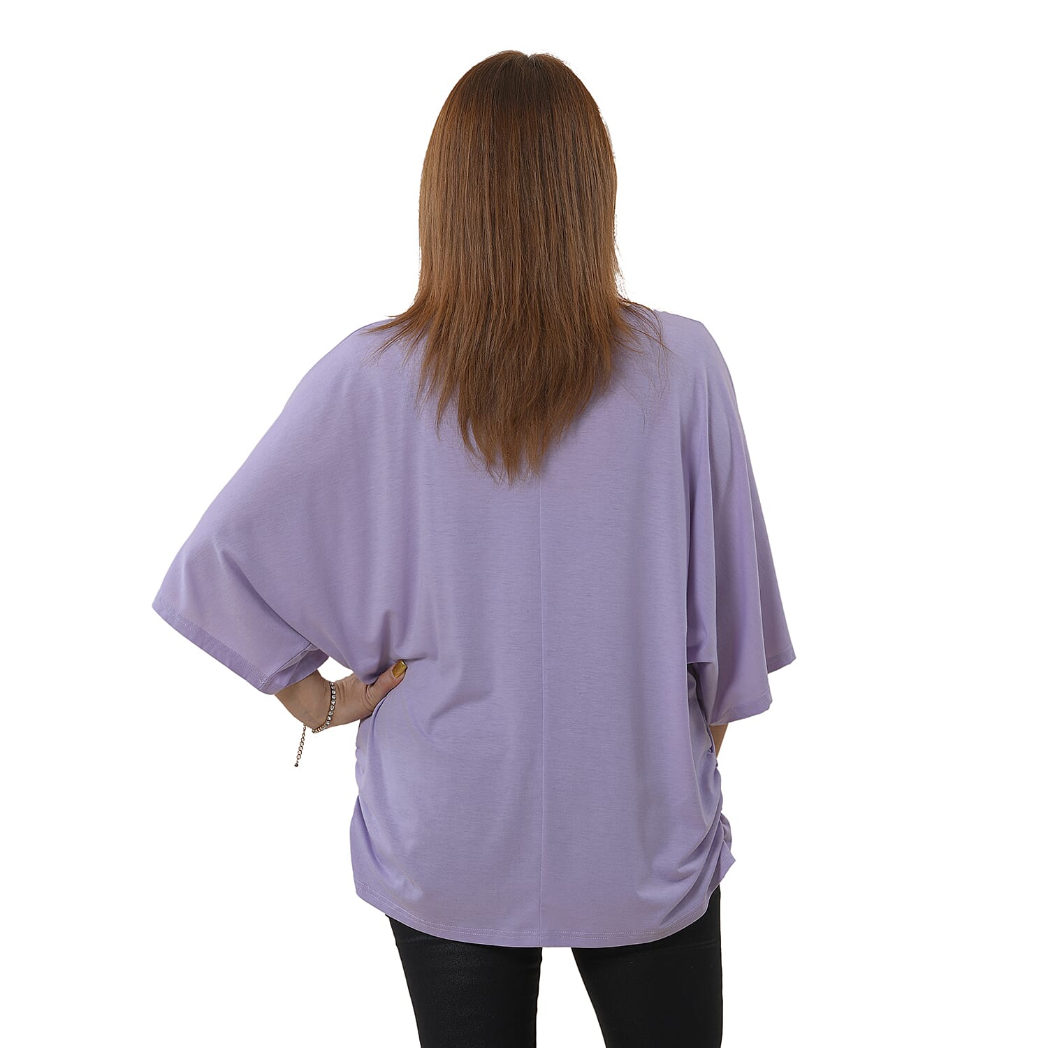 TAMSY V-Neck Knit Drape Top (Size 8-22) - Light Purple
