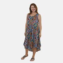Tamsy 100% Viscose Printed Dress (One Size, 8-18) - Multi