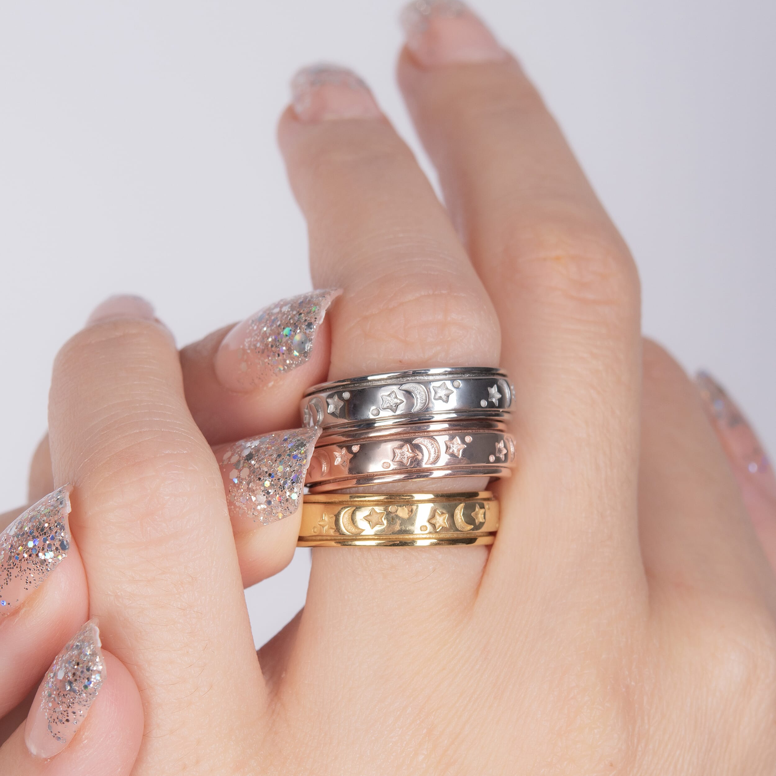 Sterling Silver Fidget Spinner Band Anxiety Stress Reliever Ring for Men and Women