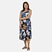 Tamsy 100% Viscose Printed Dress (One Size, 8-18) - Navy