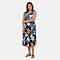Tamsy 100% Viscose Printed Dress (One Size, 8-18) - Navy