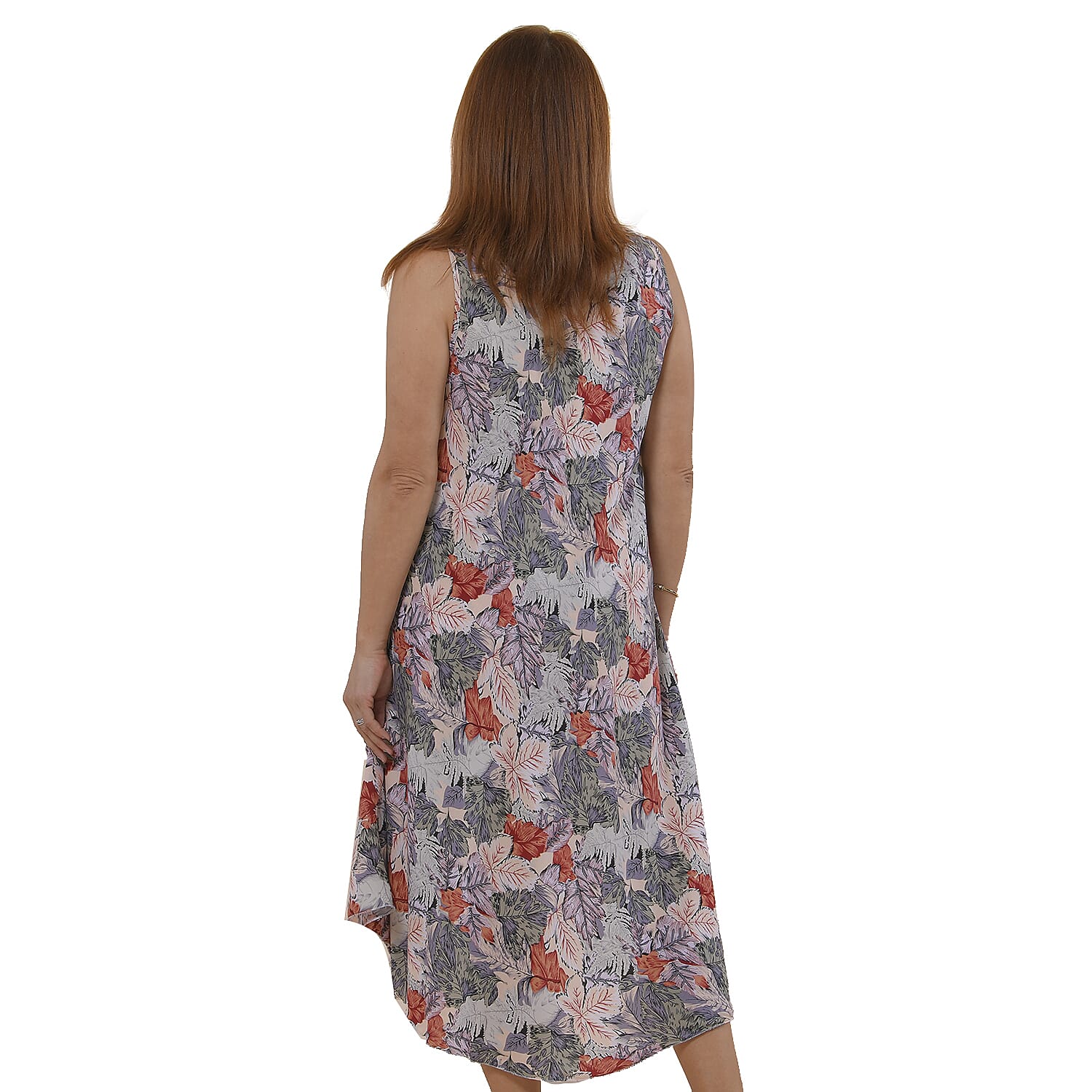 TAMSY Viscose Printed Dress - Grey & White