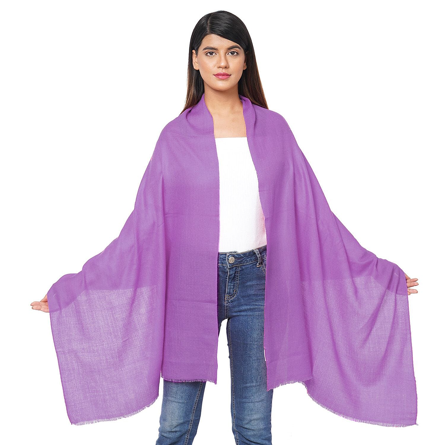 La Marey 100% Cashmere Pashmina Scarf (Size 190x70 Cm) - Lavender