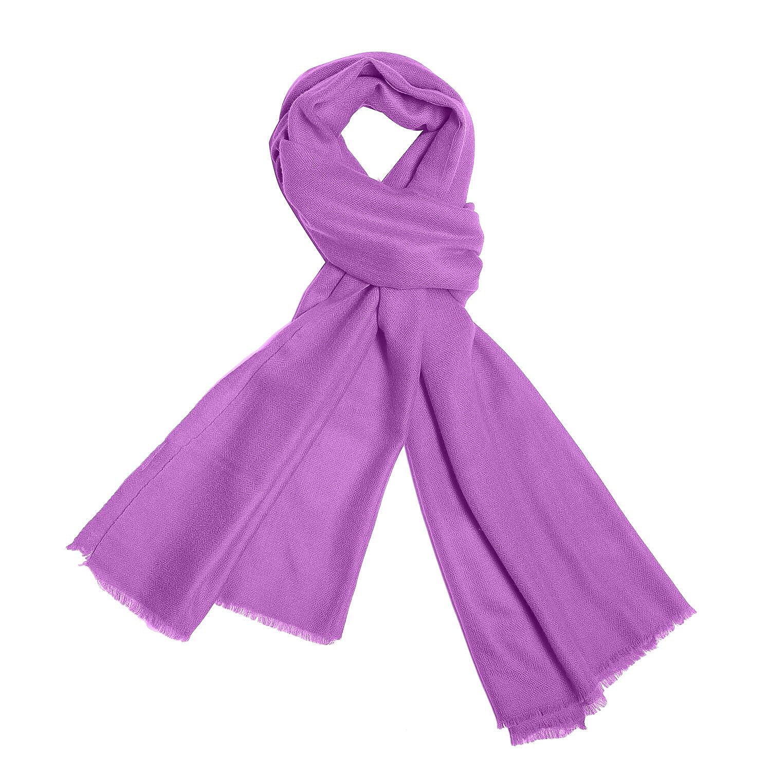 La Marey 100% Cashmere Pashmina Scarf (Size 190x70 Cm) - Lavender