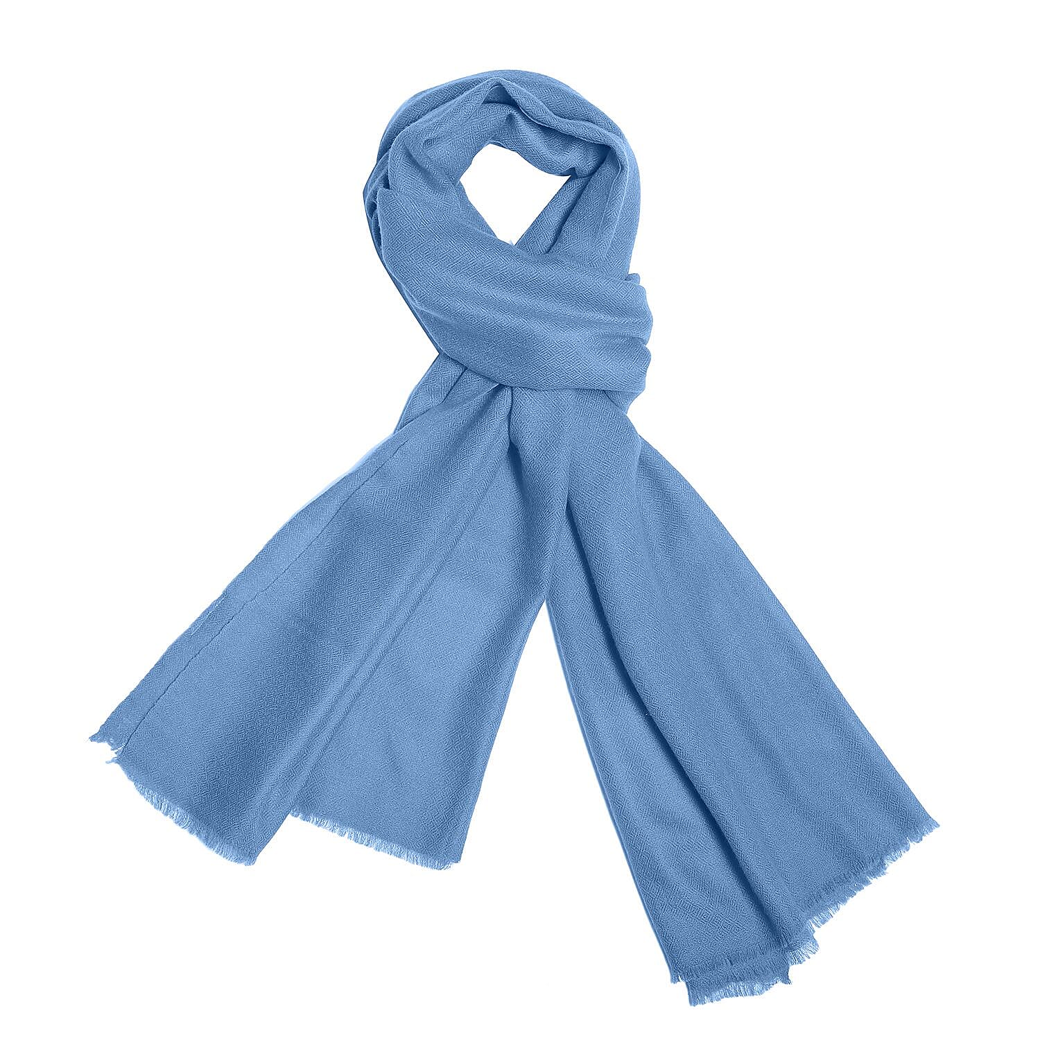 La Marey 100% Cashmere Pashmina Scarf (Size 190x70 Cm) - Light Blue