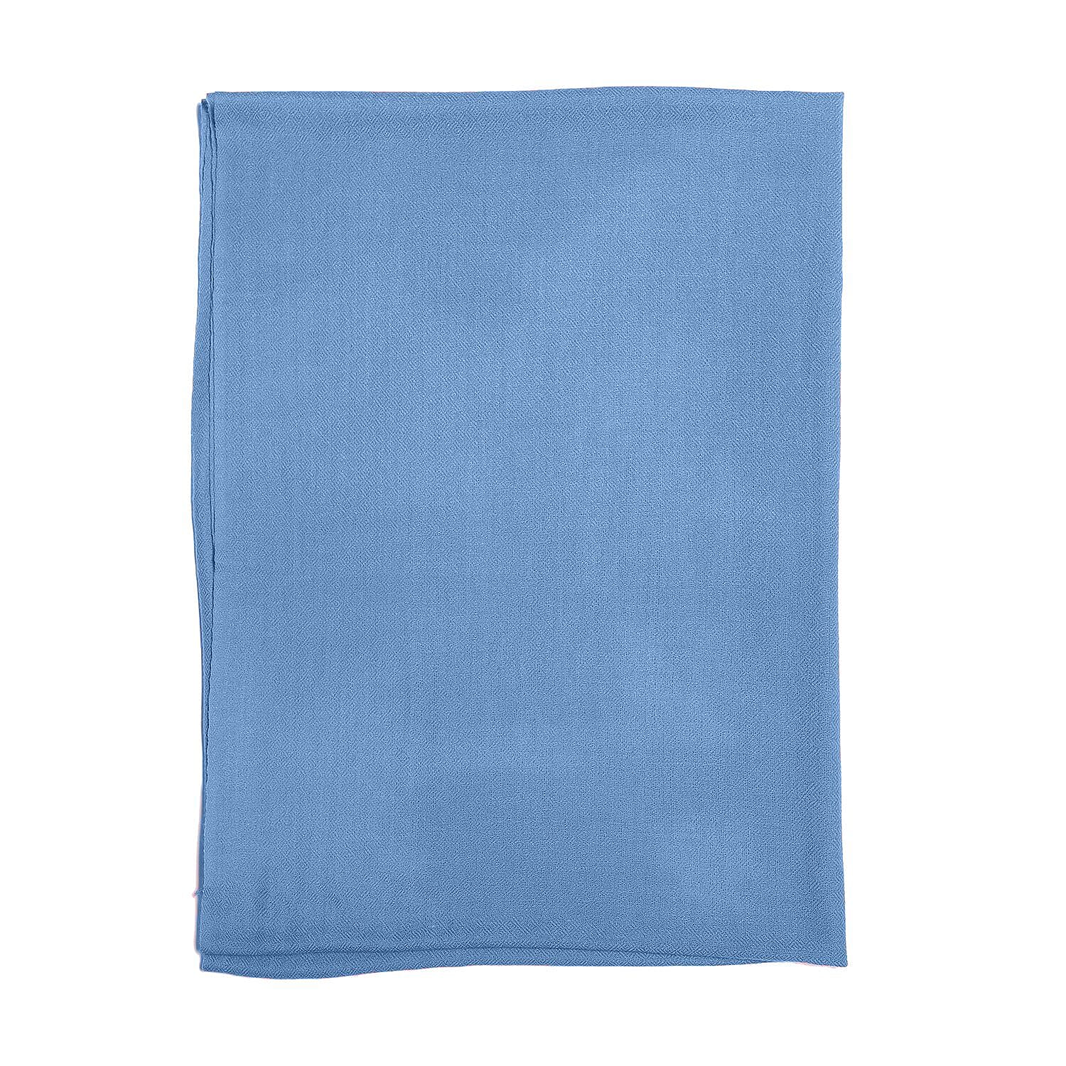 La Marey 100% Cashmere Pashmina Scarf (Size 190x70 Cm) - Light Blue