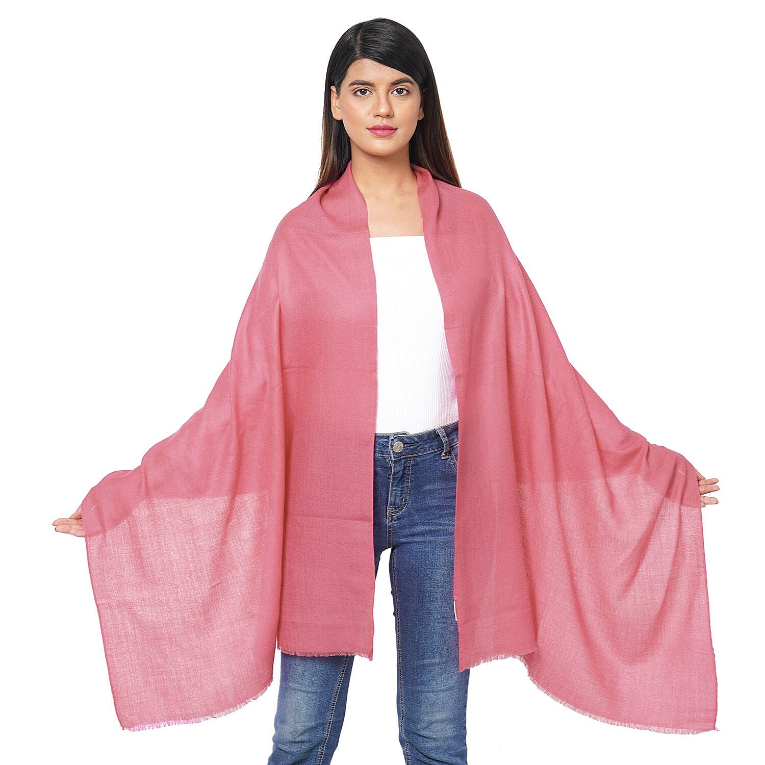 La Marey 100% Cashmere Pashmina Scarf (Size 190x70 Cm) - Blush