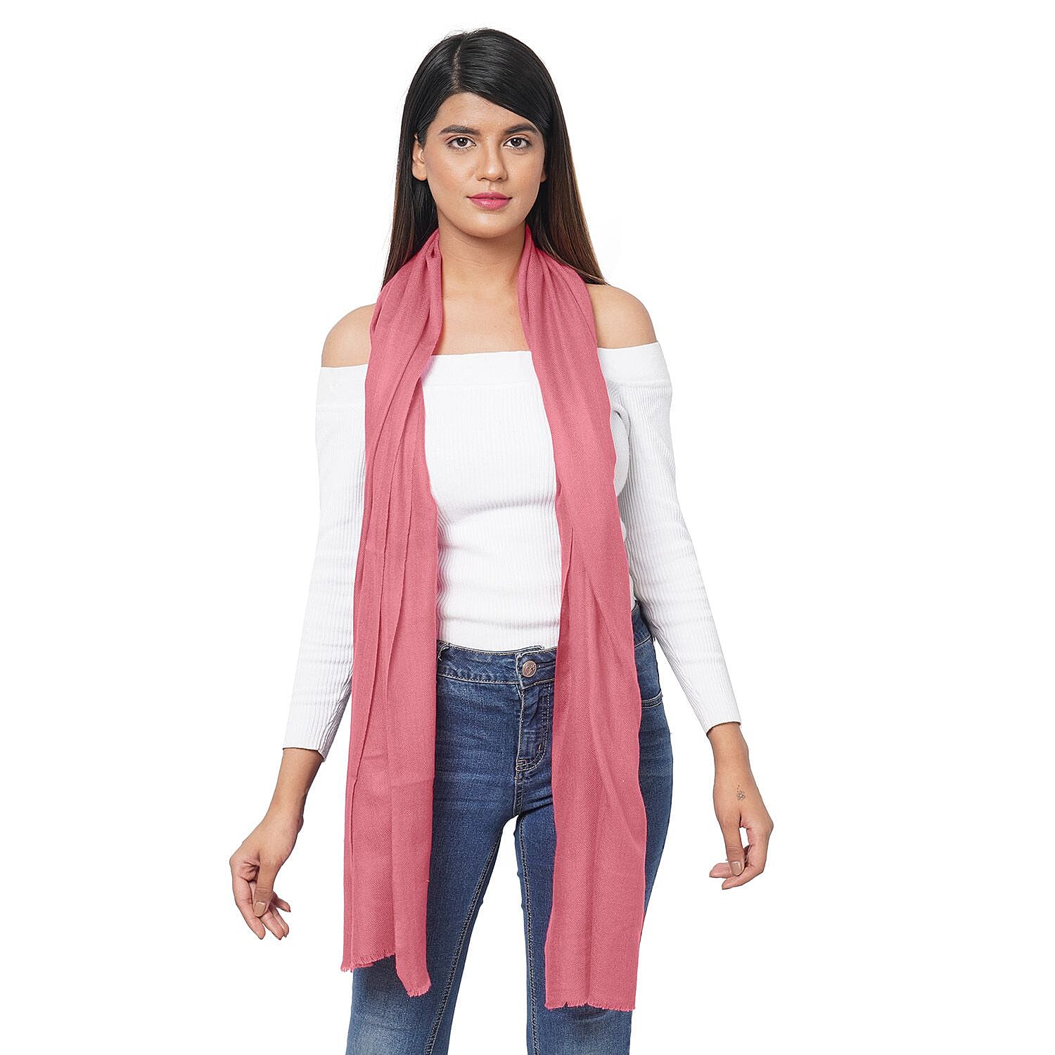 La Marey 100% Cashmere Pashmina Scarf (Size 190x70 Cm) - Blush