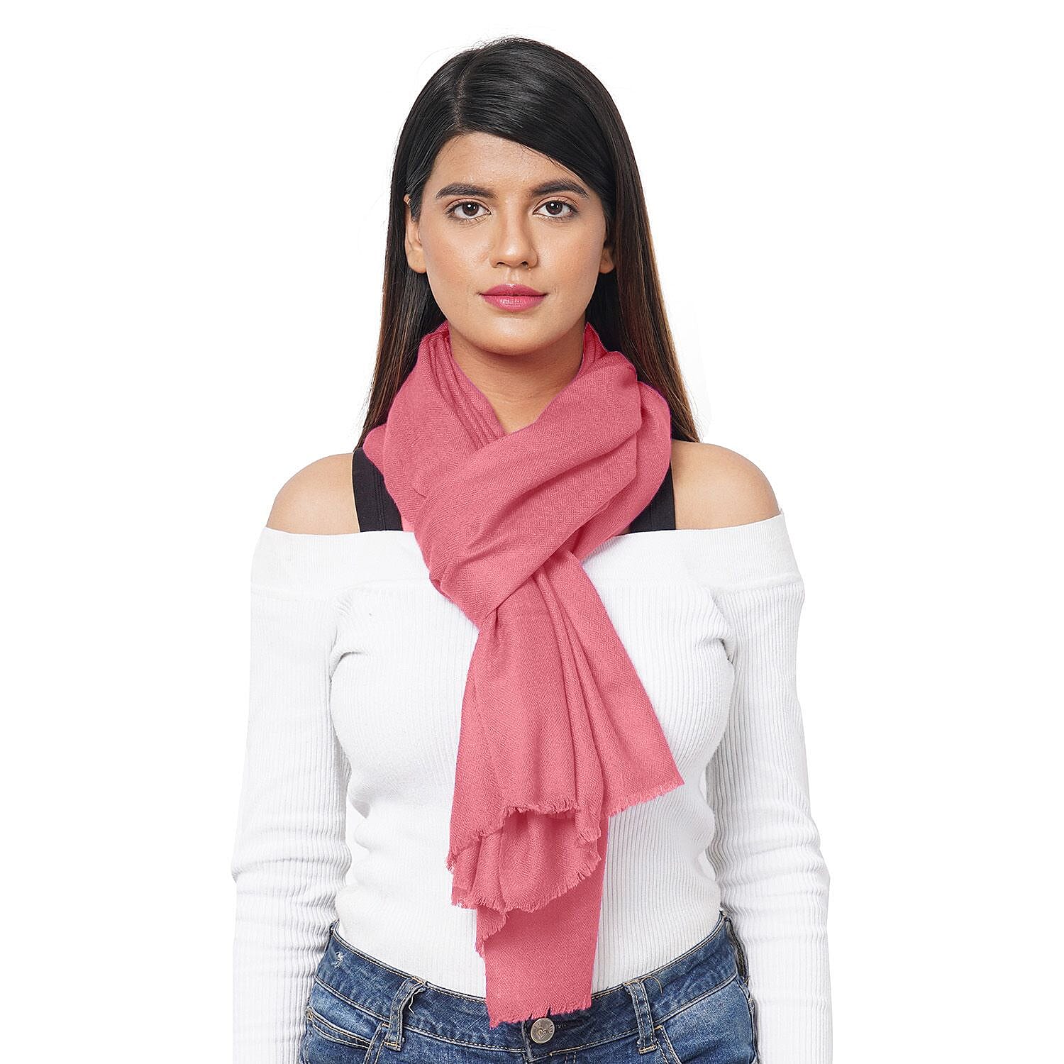La Marey 100% Cashmere Pashmina Scarf (Size 190x70 Cm) - Blush