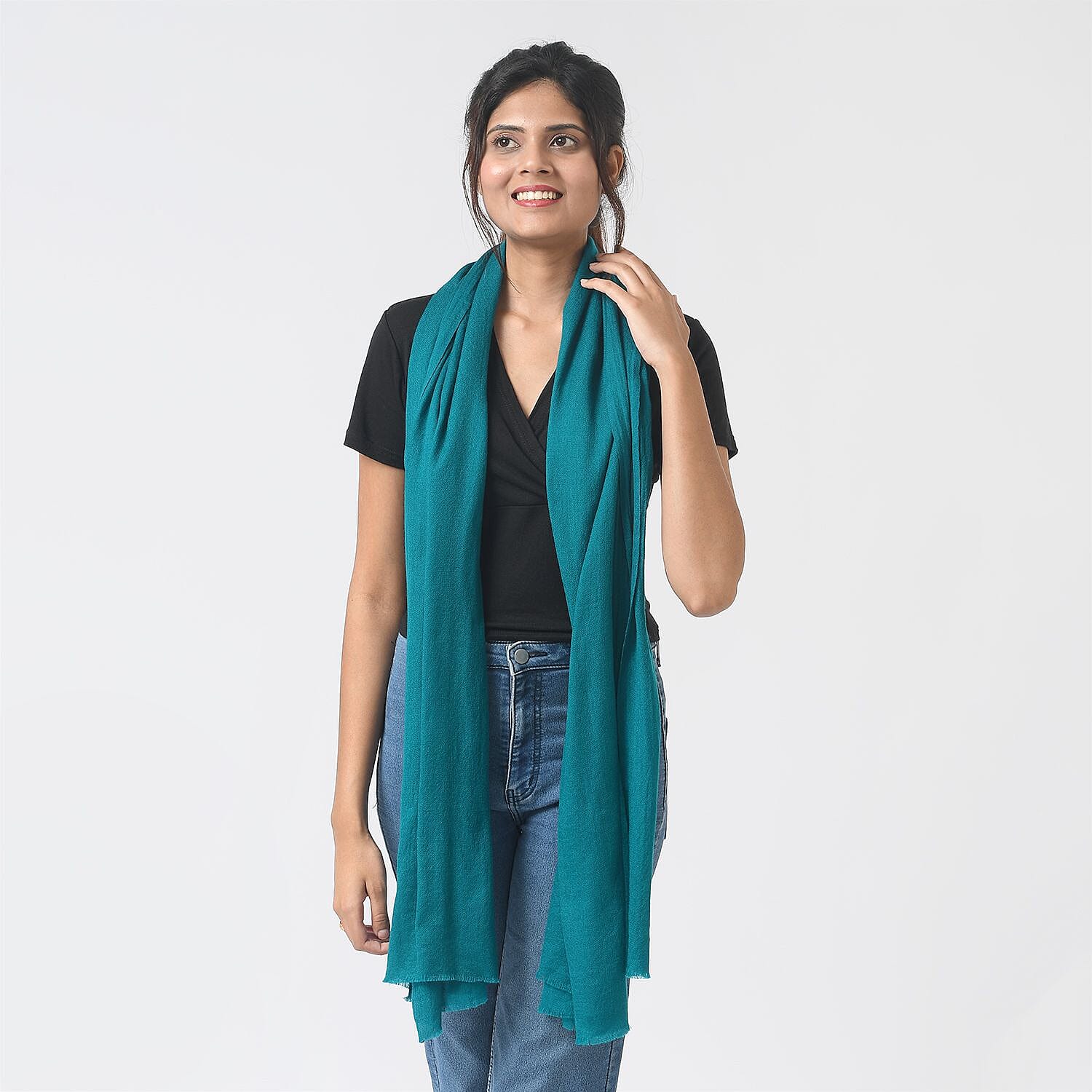 La Marey 100% Cashmere Solid Scarf (Size 198x71 cm) - Mist