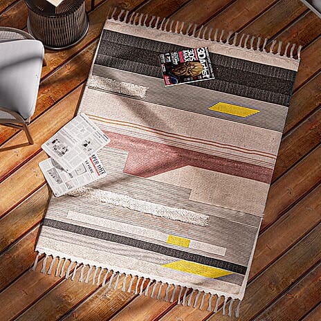 Today Surprising Deal of the Month - Rugs with Tassel Multipurpose Carpet (Size 175x116 Cm) - Multi