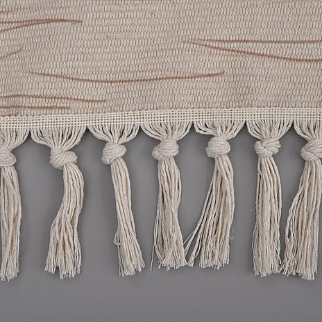 Cotton Blend Ikat Pattern Rugs with Tassel Multipurpose Carpet (Size 175x116 Cm) -  Beige & Green