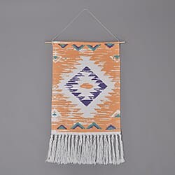 TJC Geometric Pattern Wall Hanging Tapestry with Tassel - Orange Cream & Purple
