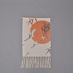 TJC Geometric Pattern Wall Hanging Tapestry with Tassel - Orange Cream & Purple