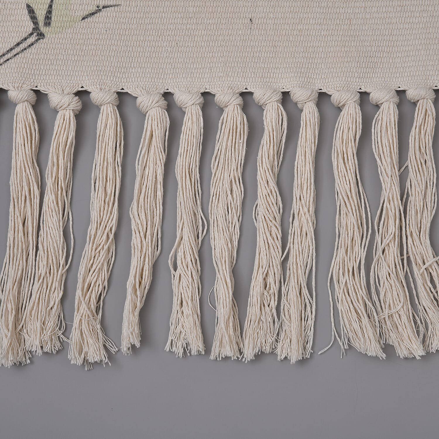 TJC Crane Bird Pattern Wall Hanging Tapestry with Tassel (Size 65x50x18 Cm) - Orange, Cream & Green