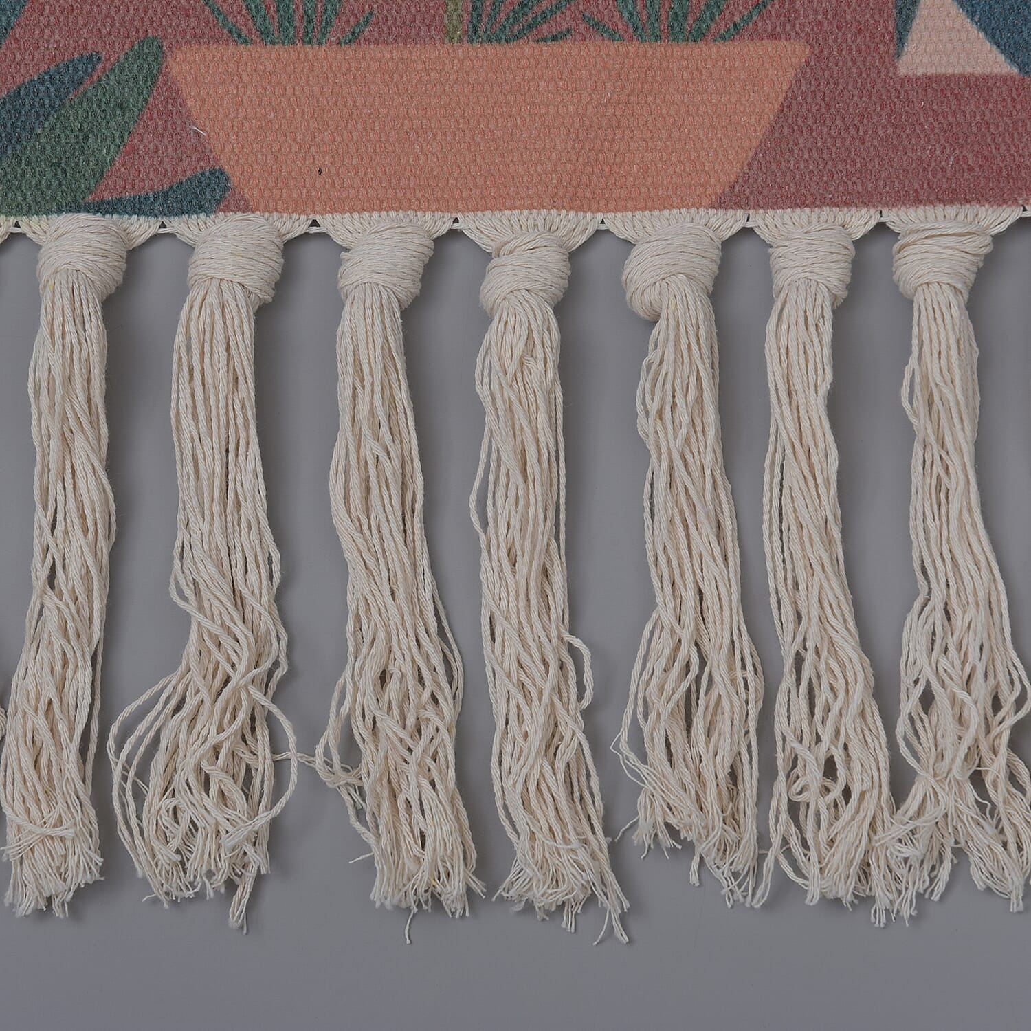 TJC Plant Pattern Wall Hanging Tapestry with Tassel (Size 65x50x18 Cm) - Red & Green