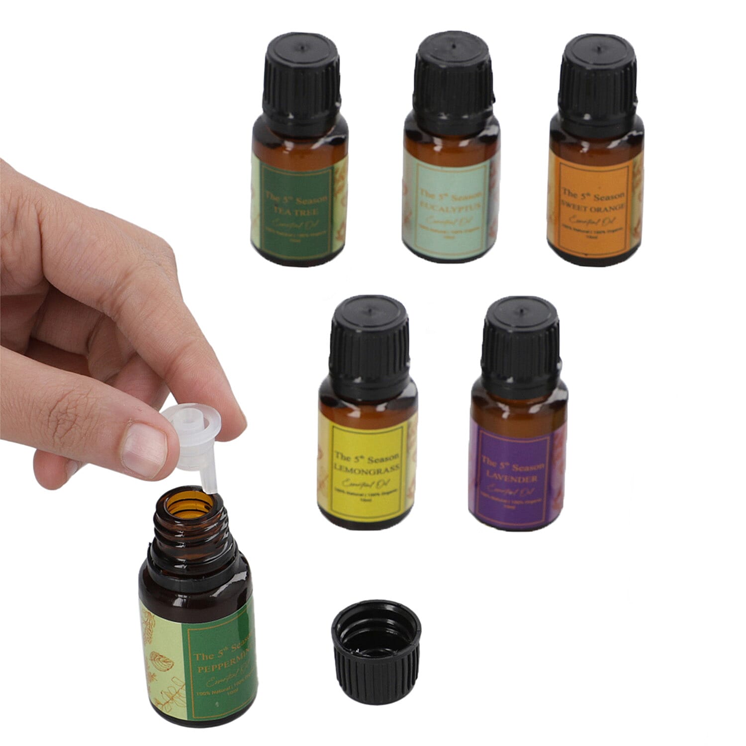 The 5th Season - Set of 6 Essential Oils - Lavender, Eucalyptus, Lemongrass, Tea Tree, Sweet Orange & Peppermint - 10ml each
