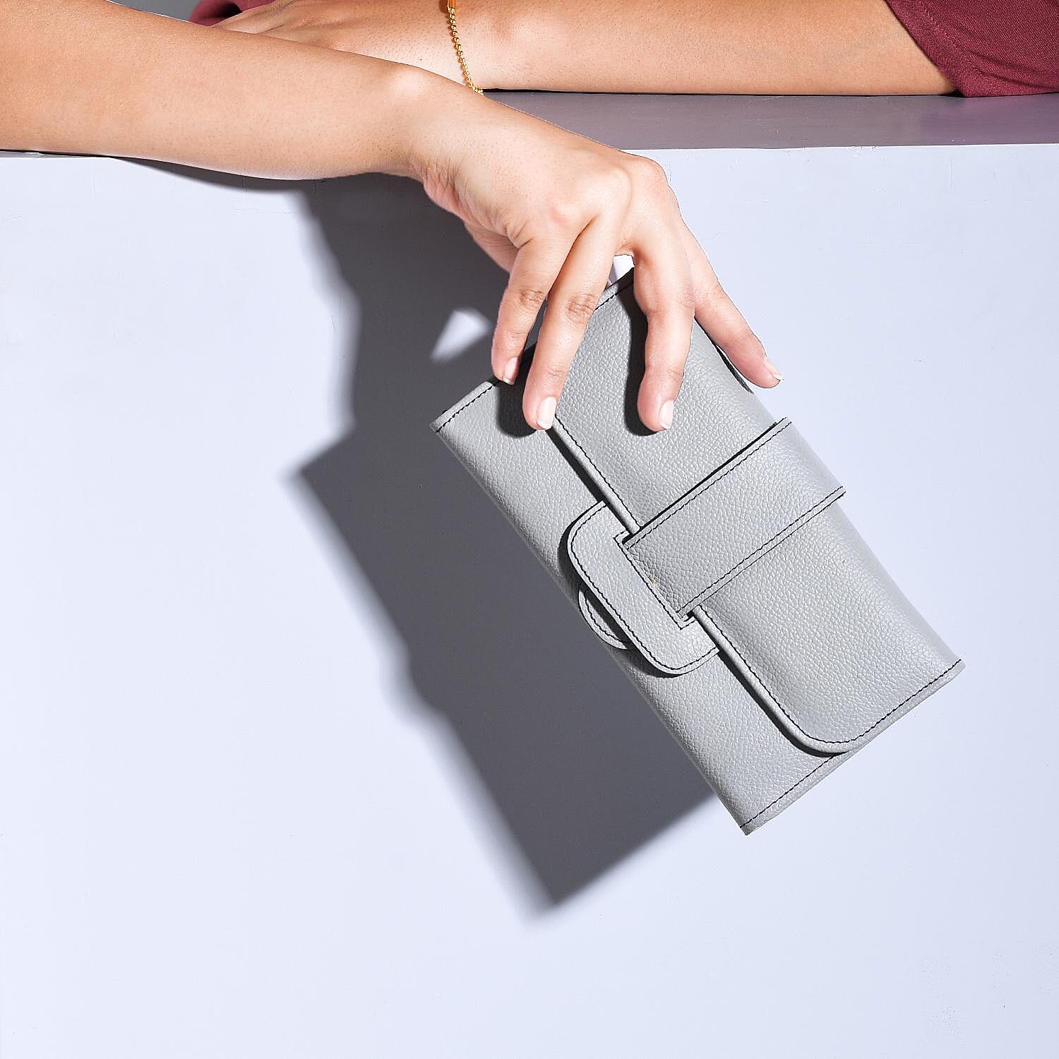 Genuine Leather RFID Protected Wallet - Grey