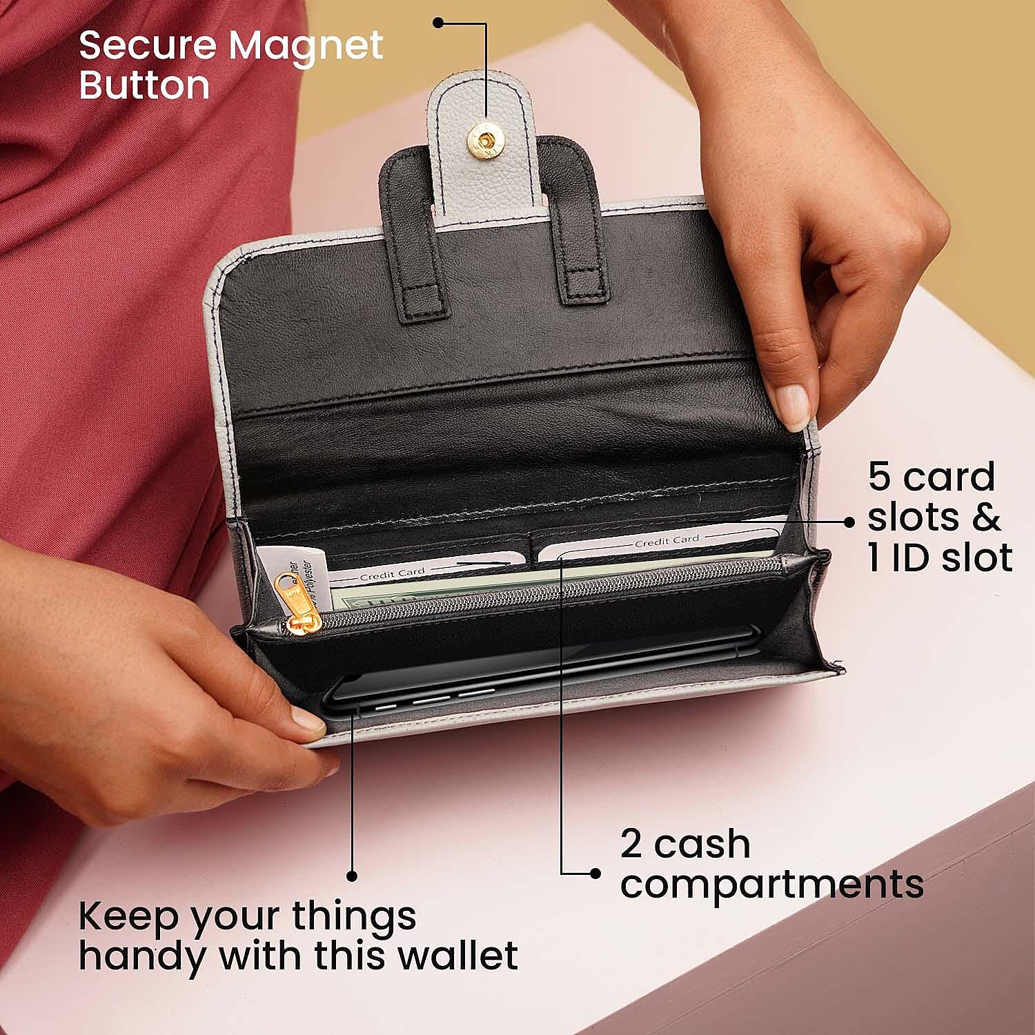 Genuine Leather RFID Protected Wallet - Grey