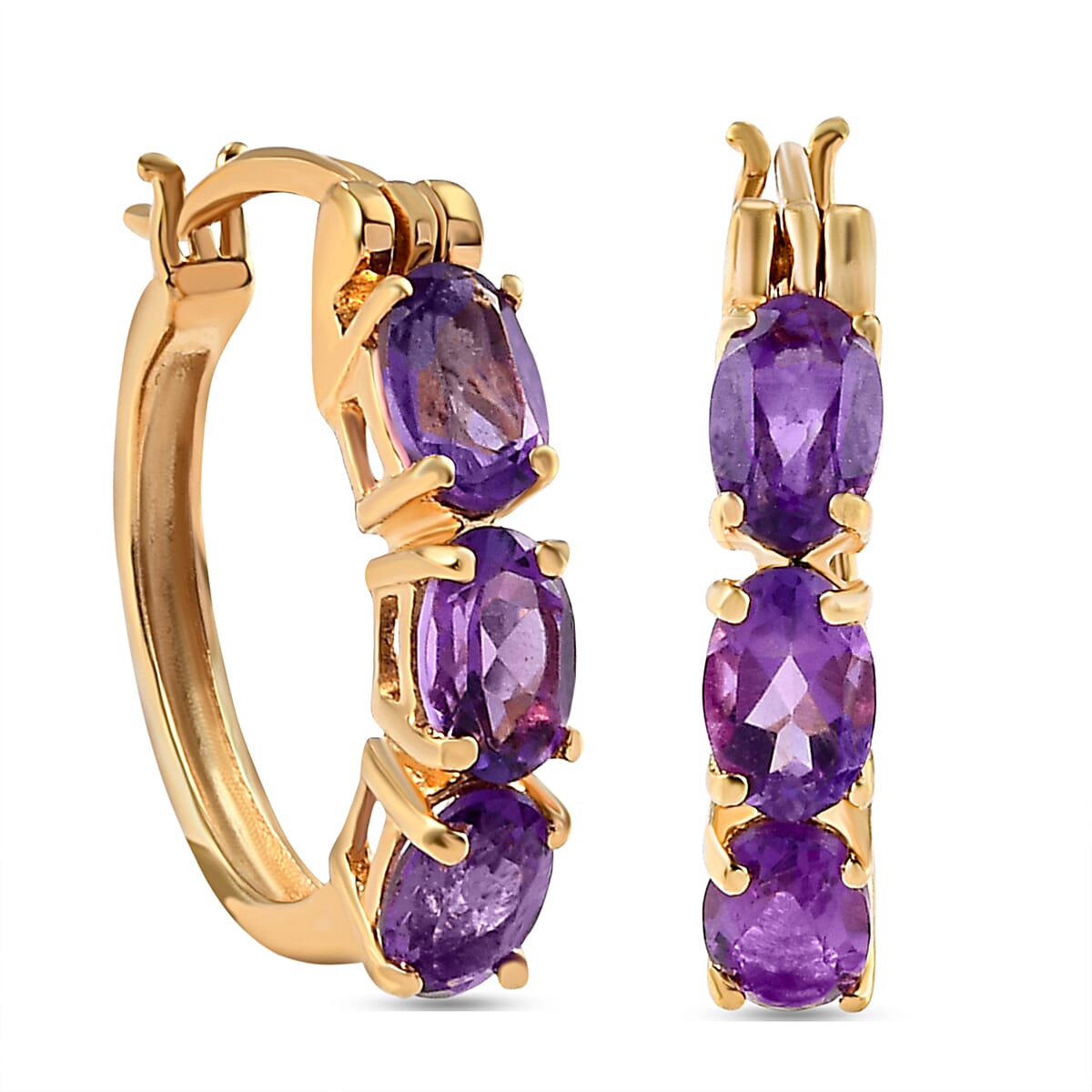 Amethyst Earrings in Gold Overlay Sterling Silver (with Clasp) 2.63 Ct.