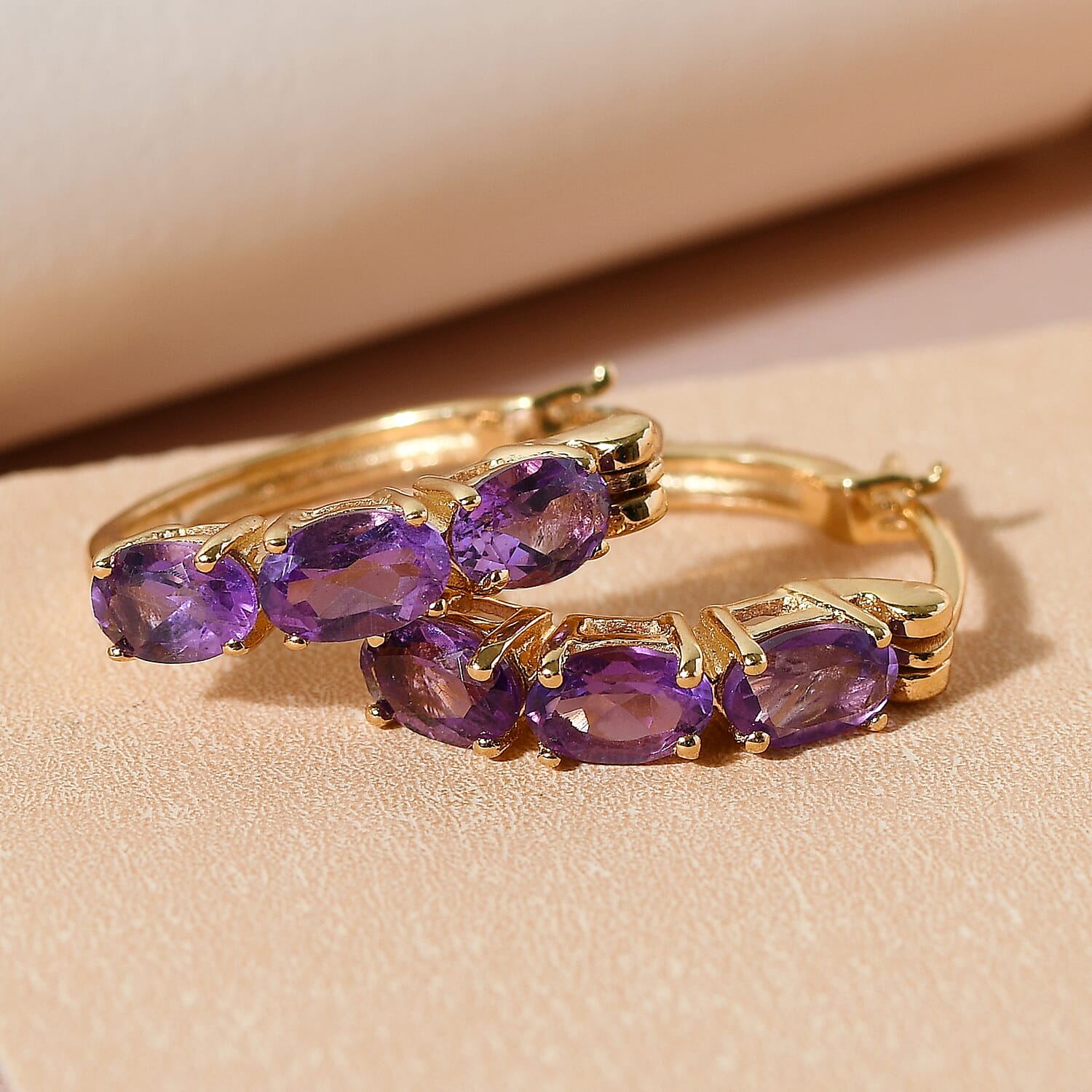 Amethyst Earrings in Gold Overlay Sterling Silver (with Clasp) 2.63 Ct.
