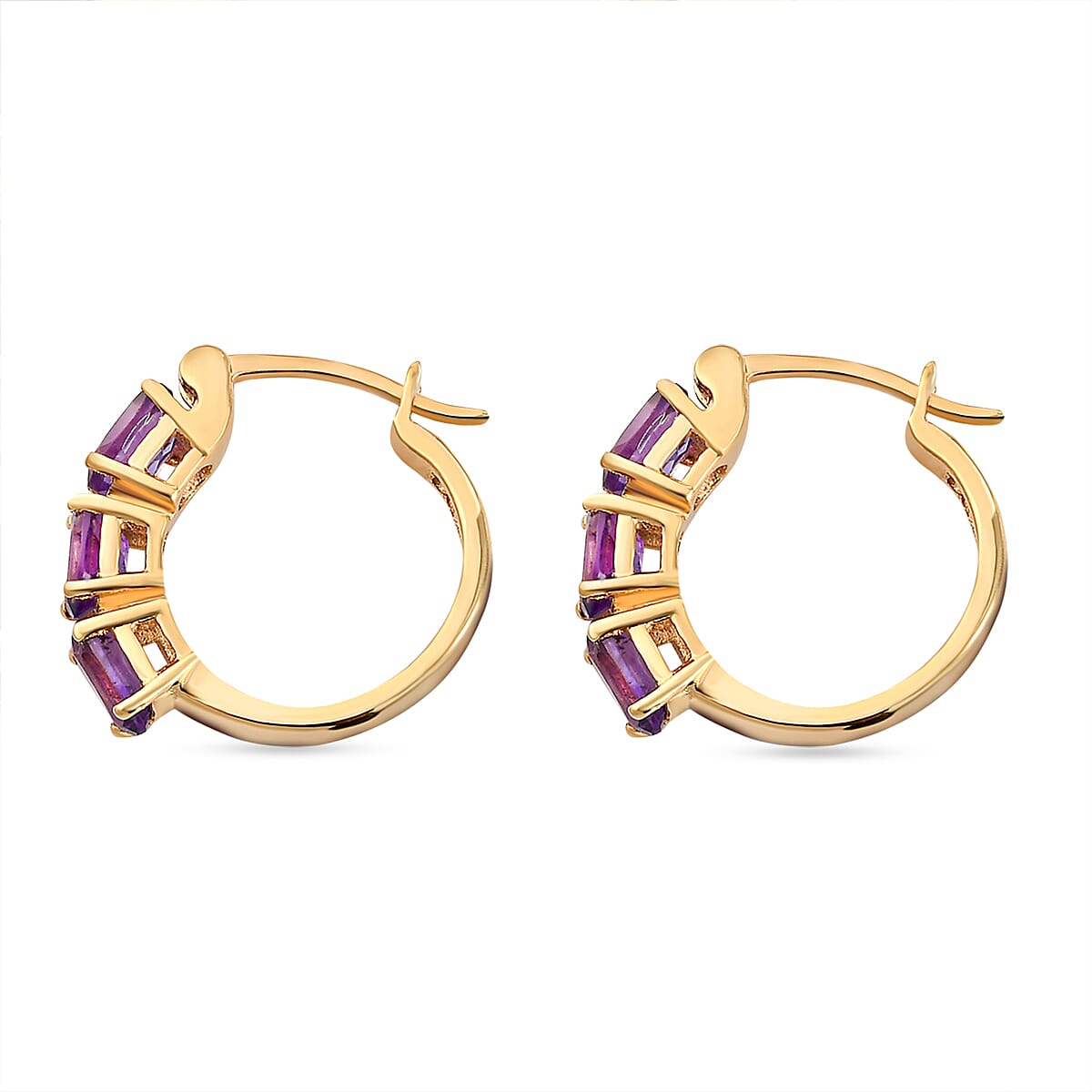Amethyst Earrings in Gold Overlay Sterling Silver (with Clasp) 2.63 Ct.