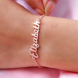 Initial Bracelet with Lobster Clasp (Size 7.5) in 18K Rose Gold Plated