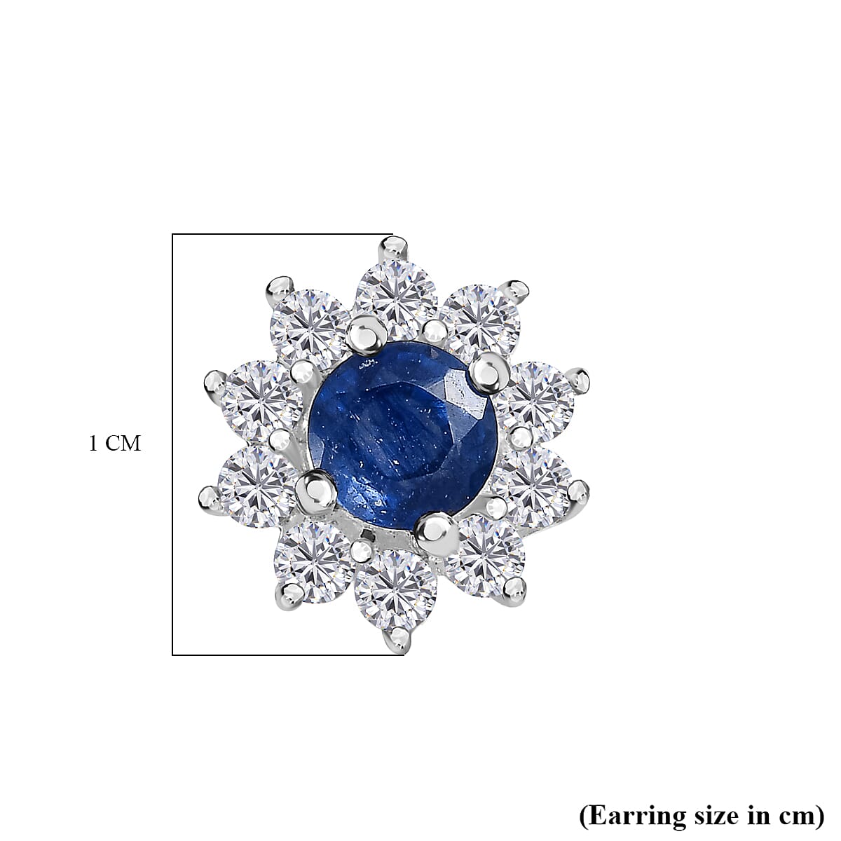 Masoala Sapphire (FF) and Natural Zircon Floral Stud Earrings in Sterling Silver 1.40 Ct.