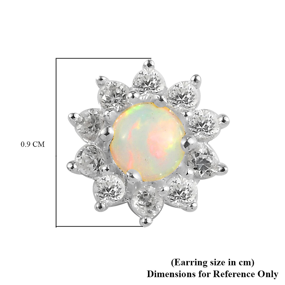 Ethiopian Welo Opal and Natural Cambodian Zircon Stud Earrings (with Push Back) in Sterling Silver