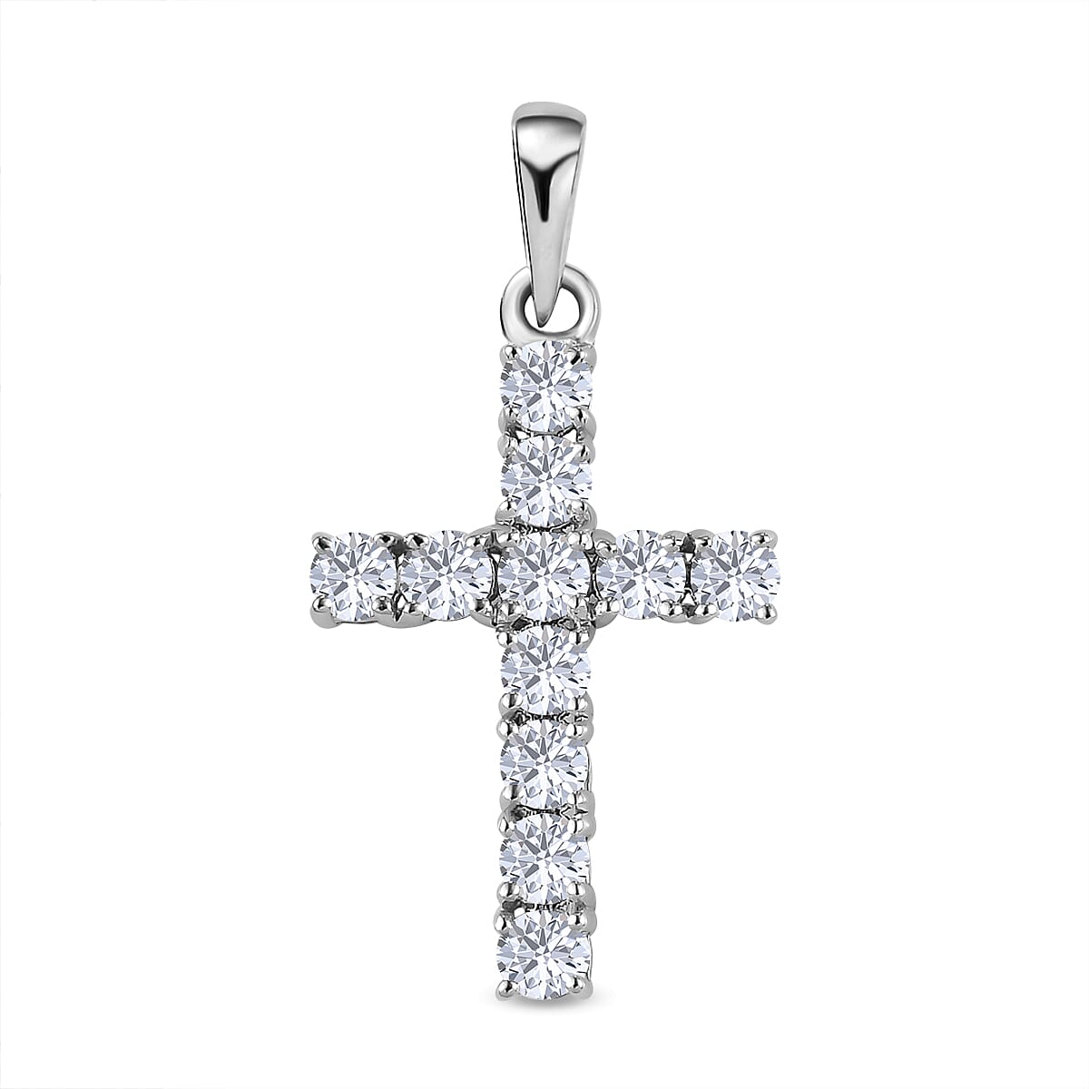9K White Gold Moissanite Cross Pendant