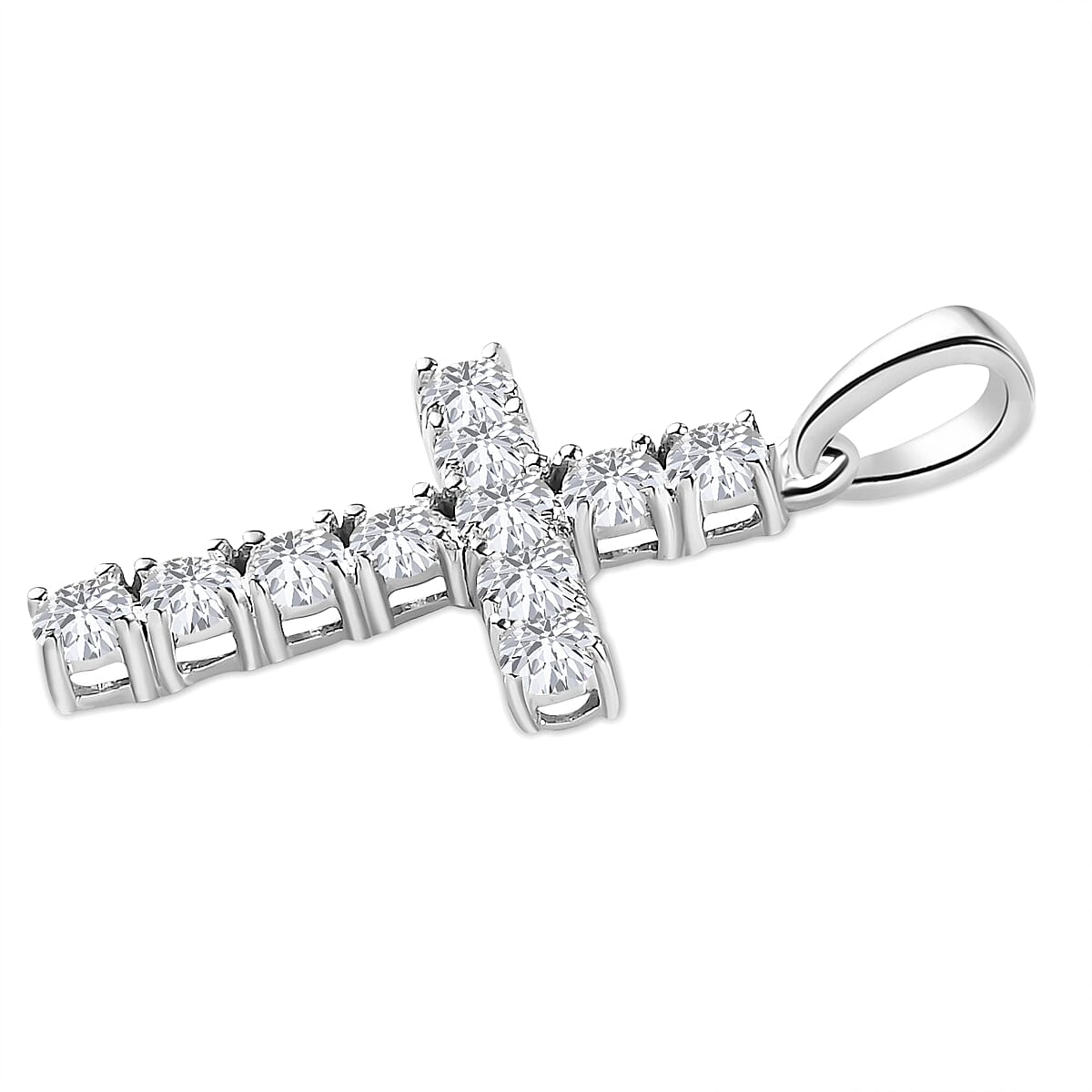 9K White Gold Moissanite Cross Pendant