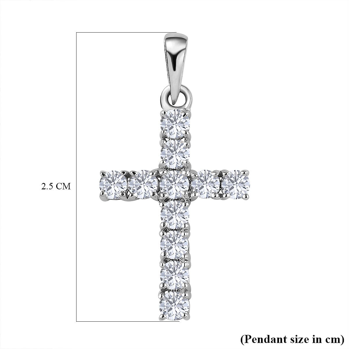 9K White Gold Moissanite Cross Pendant