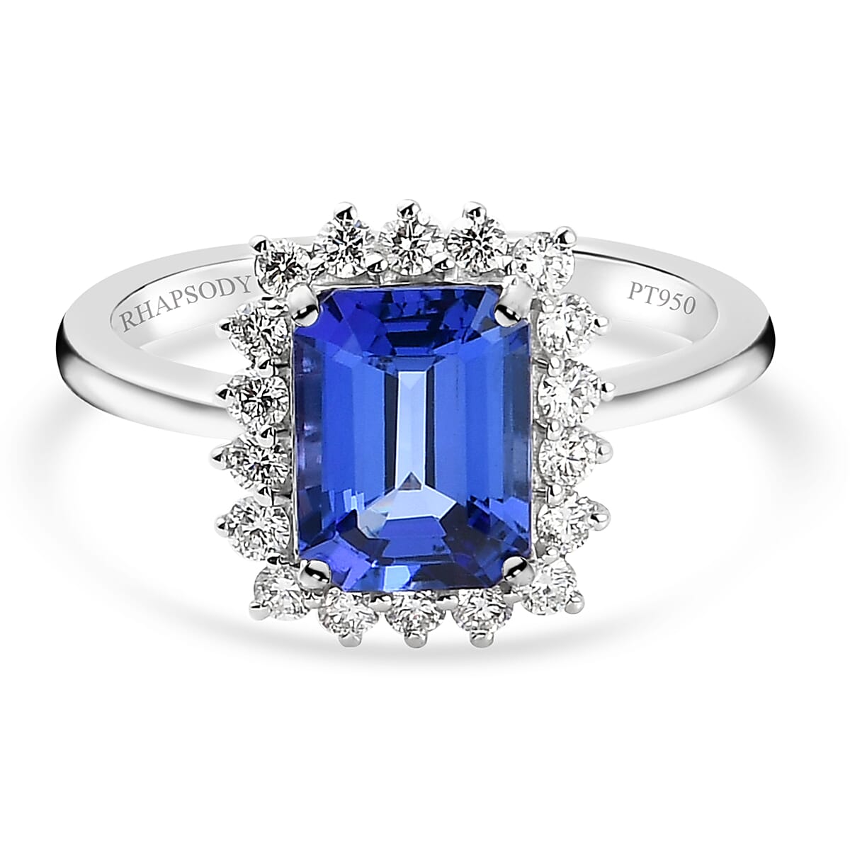 RHAPSODY 950 Platinum AAAA Tanzanite and Diamond (VS-E-F) Ring 3.00 Ct, Platinum Wt 5.46 Gms