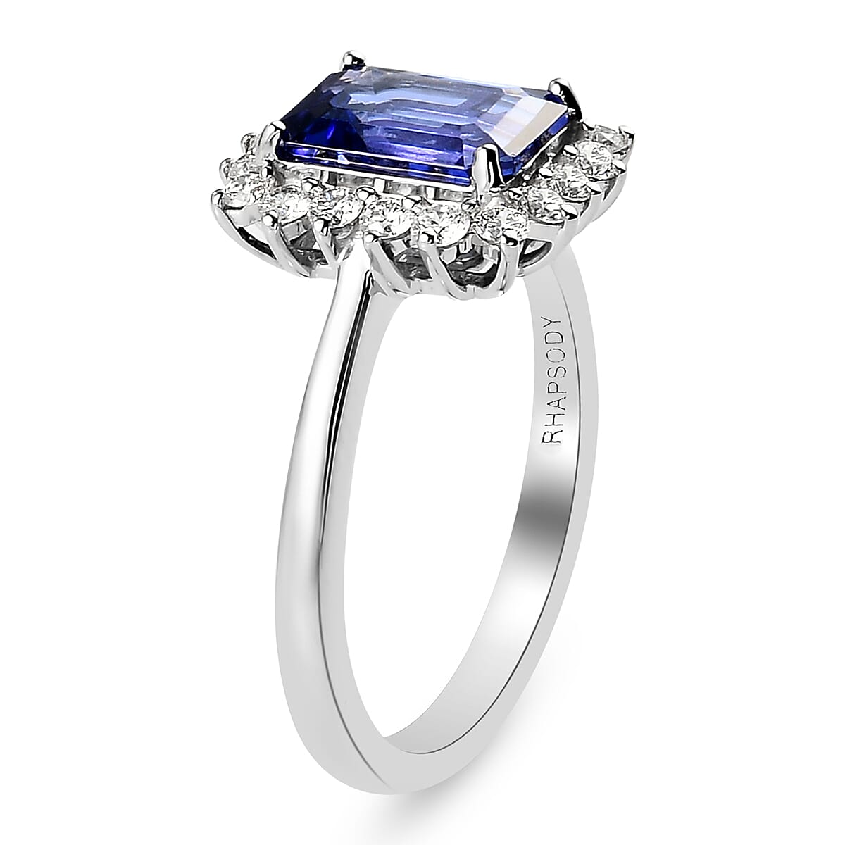 RHAPSODY 950 Platinum AAAA Tanzanite and Diamond (VS-E-F) Ring 3.00 Ct, Platinum Wt 5.46 Gms