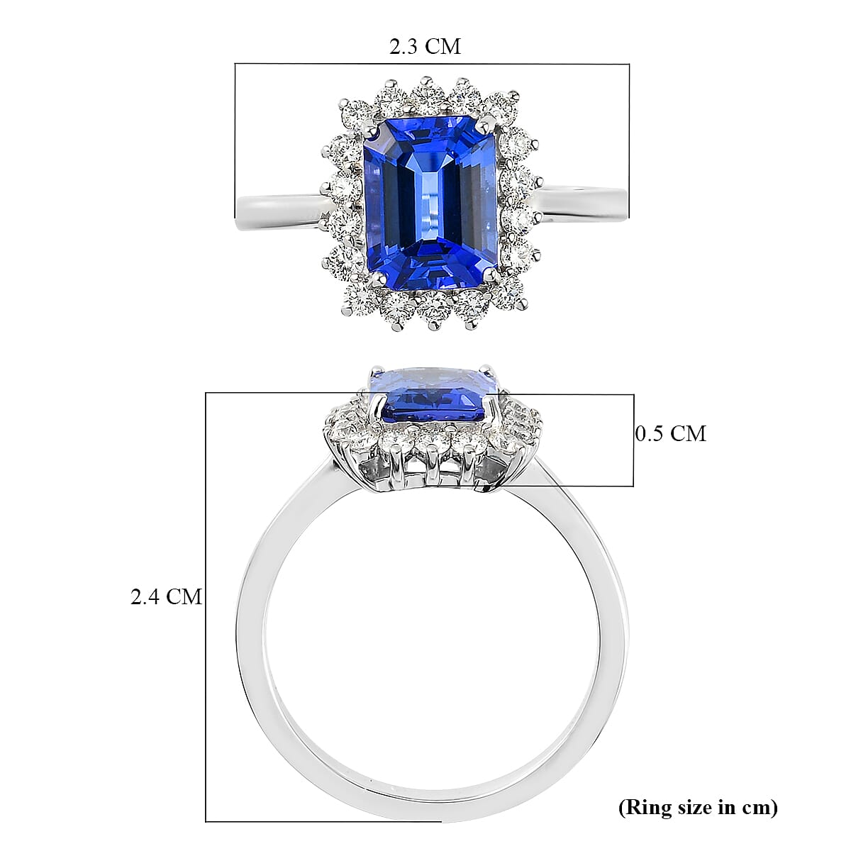 RHAPSODY 950 Platinum AAAA Tanzanite and Diamond (VS-E-F) Ring 3.00 Ct, Platinum Wt 5.46 Gms