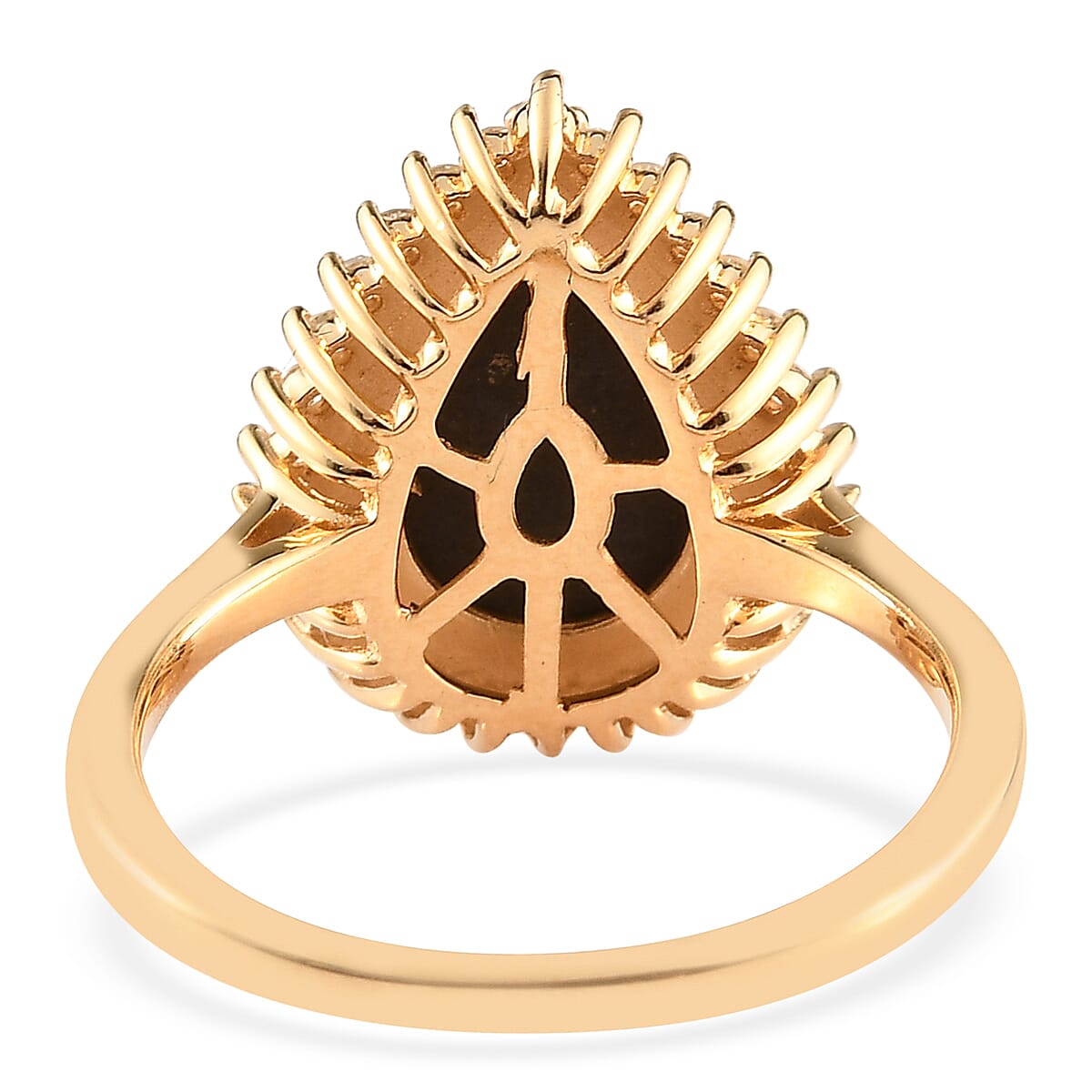 Canadian Ammolite (Pr 12x8mm) and Diamond Ring in 14K Gold Overlay Sterling Silver 2.48 Ct.