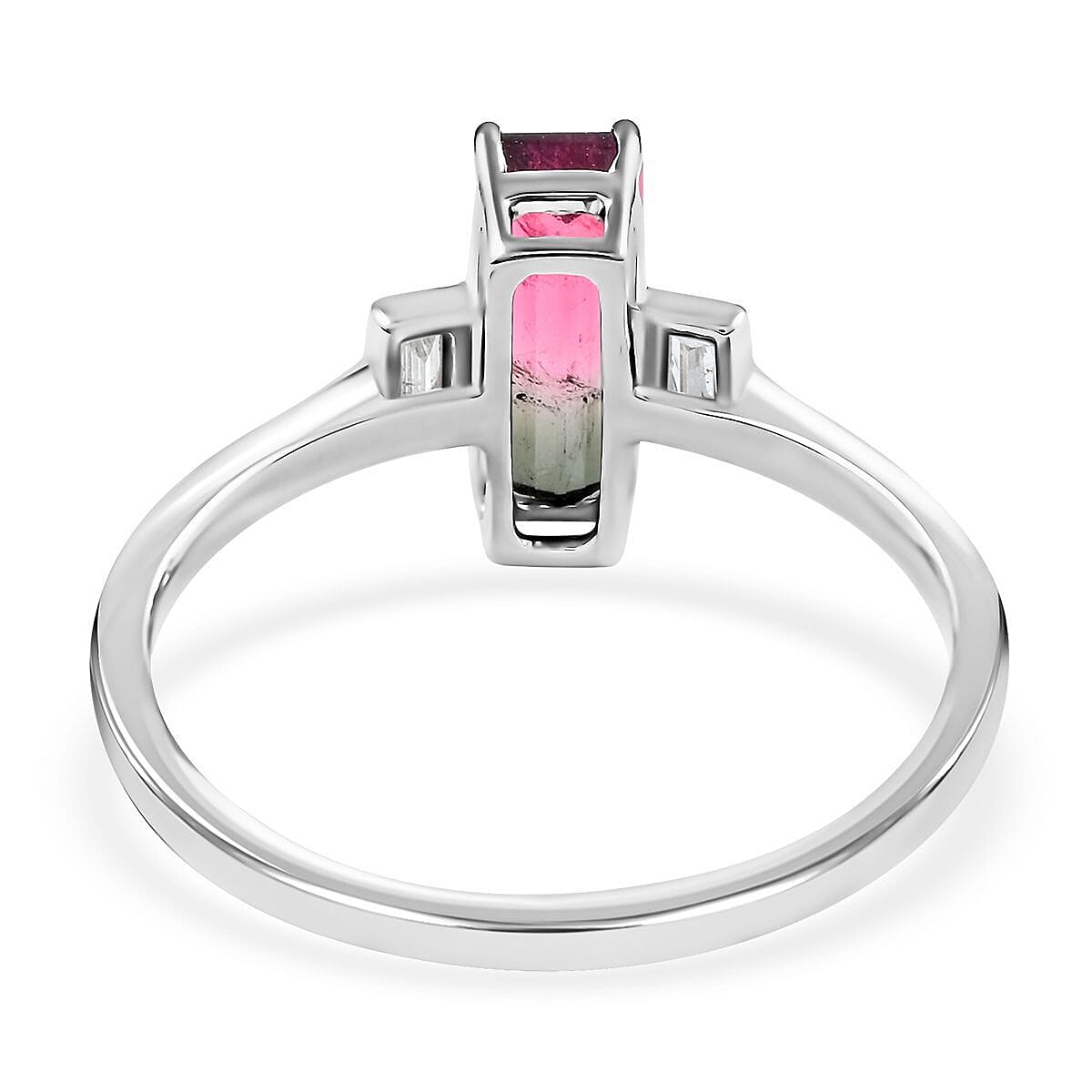Tucson Special- AGI Certified and Appraised 14K White Gold AAA Bi-Colour Tourmaline and Diamond (I2-G-H) Ring 1.61 Ct