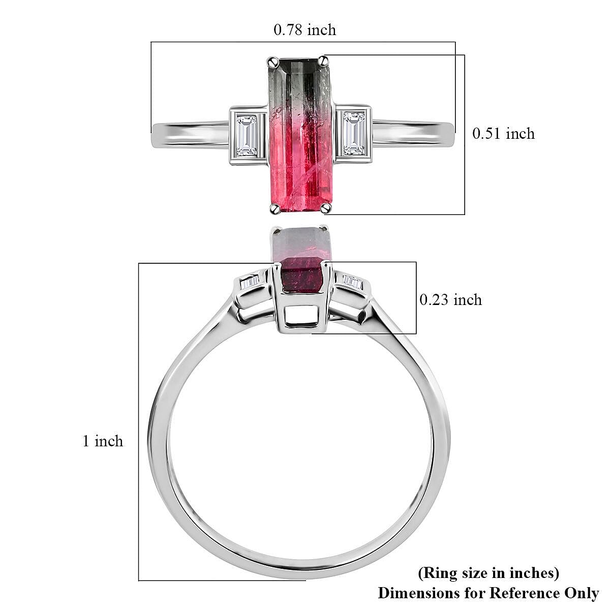 Tucson Special- AGI Certified and Appraised 14K White Gold AAA Bi-Colour Tourmaline and Diamond (I2-G-H) Ring 1.61 Ct