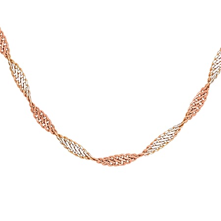 9K Rose and White Gold Twist Curb Chain 16 Inch