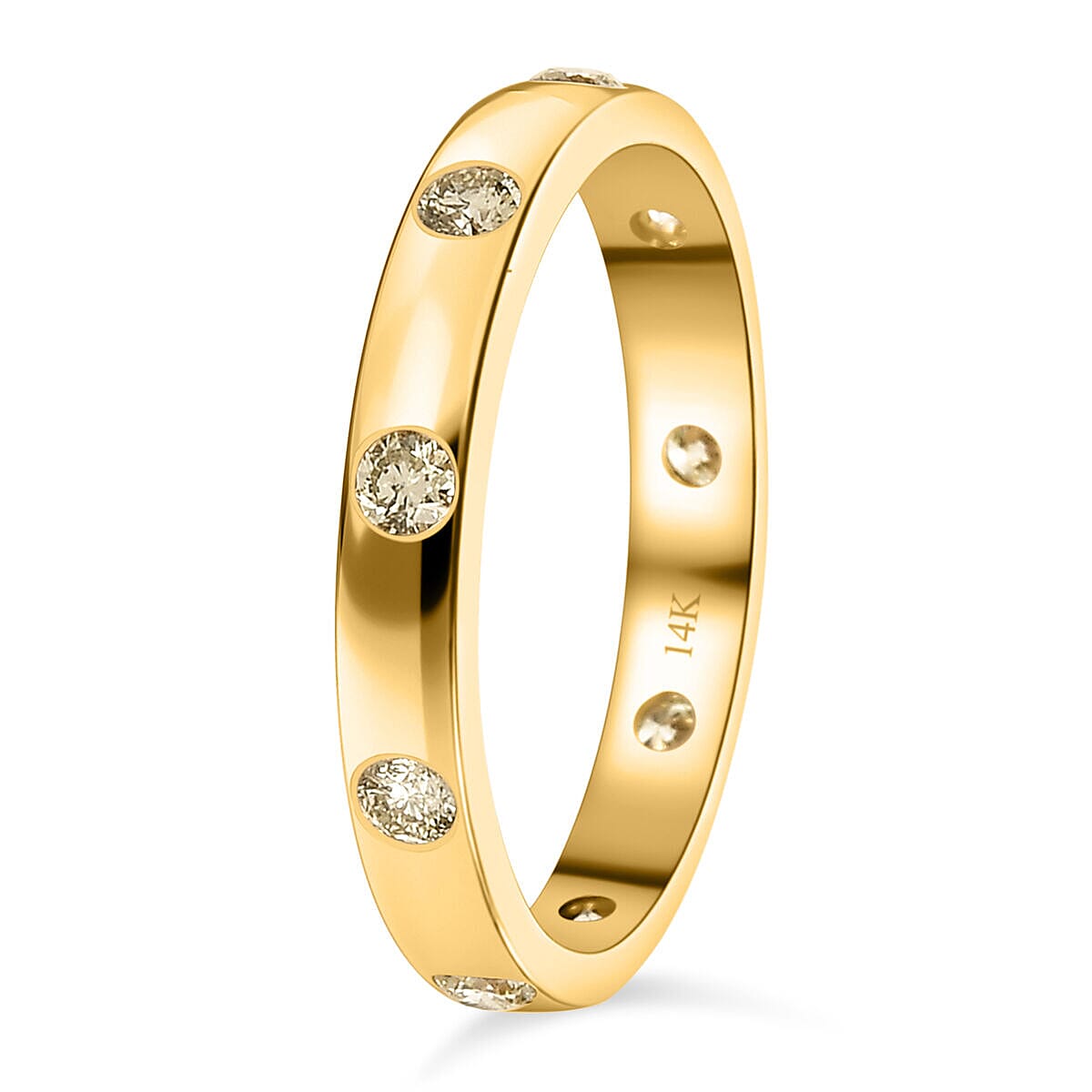 14K Yellow Gold SGL Certified Natural Yellow Diamond (I1-I2) Band Ring 0.50 Ct.