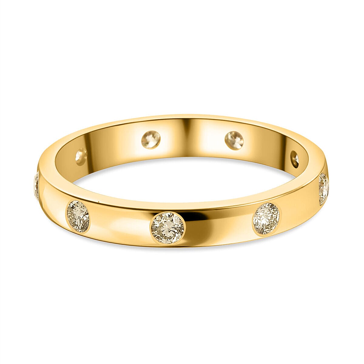 14K Yellow Gold SGL Certified Natural Yellow Diamond (I1-I2) Band Ring 0.50 Ct.