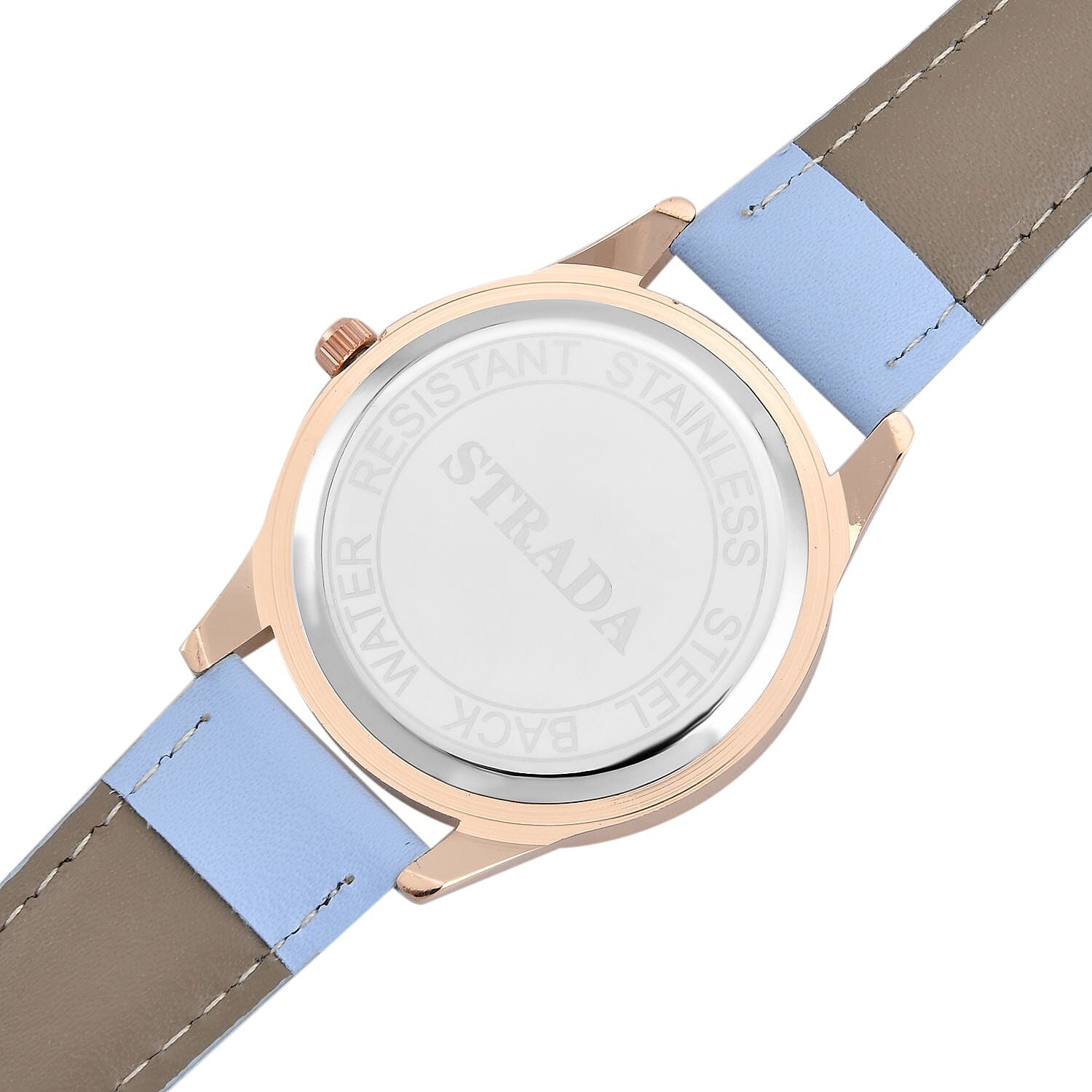 STRADA Japanese Movement Butterfly Pattern Water Resistant Watch with Light Blue Strap