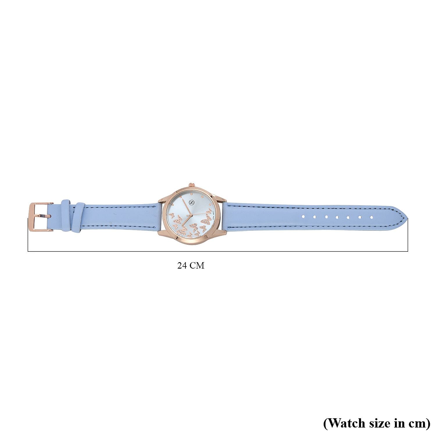 STRADA Japanese Movement Butterfly Pattern Water Resistant Watch with Light Blue Strap