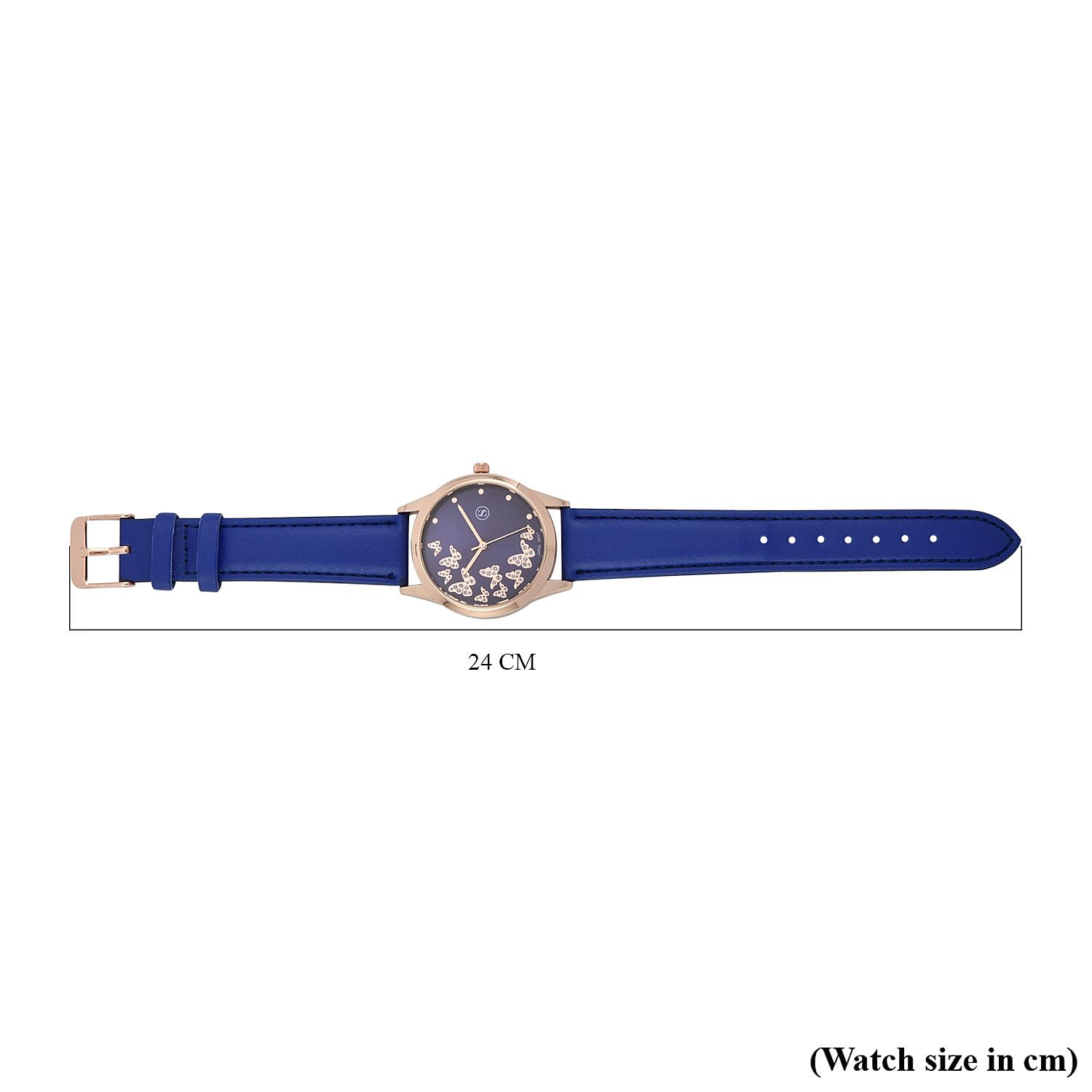 STRADA Japanese Movement Butterfly Pattern Water Resistant Watch with Dark Blue Strap