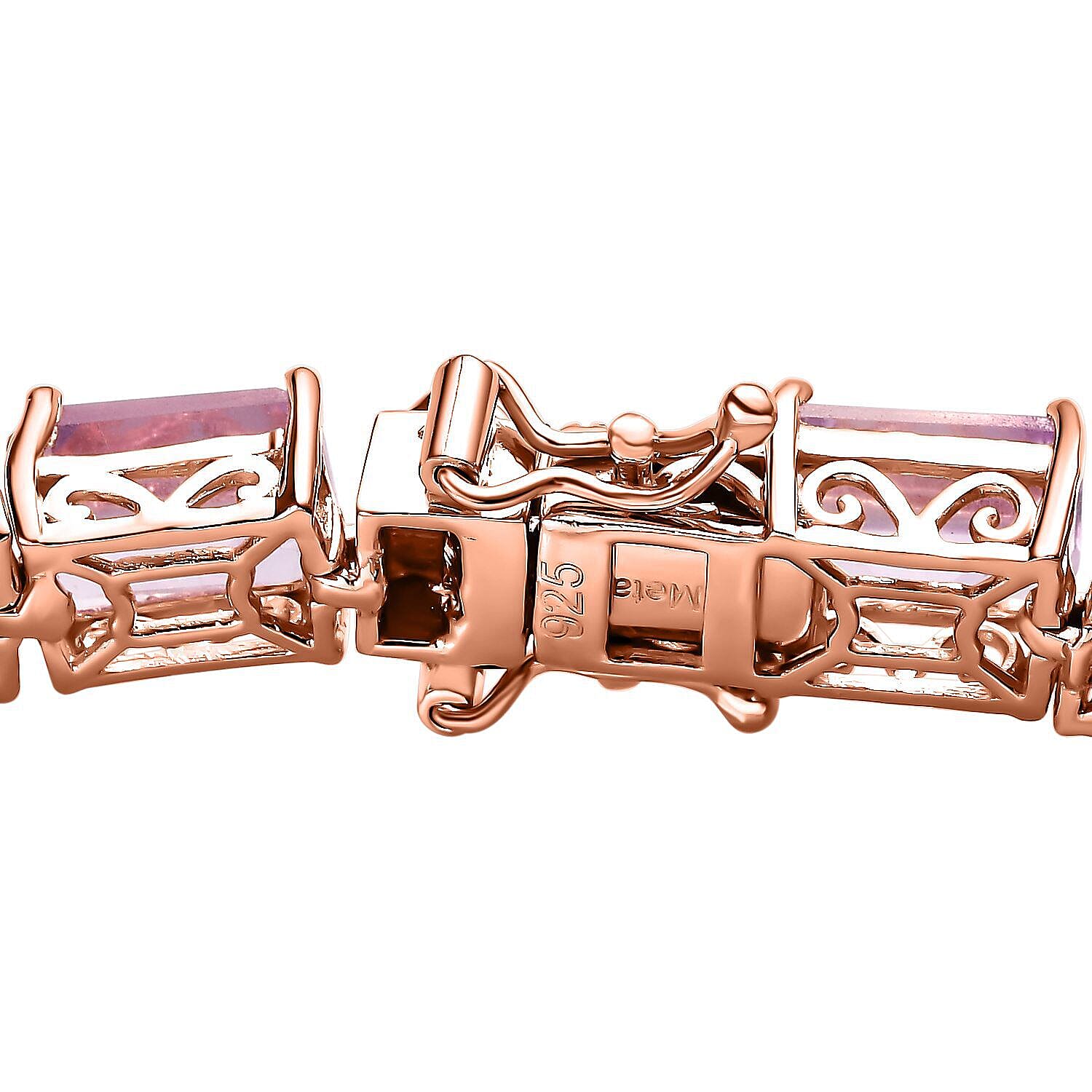 Rose De France Amethyst Bracelet (Size - 7) in Vermeil Rose Gold Overlay Sterling Silver 33.00 Ct, Silver Wt. 11.40 Gms