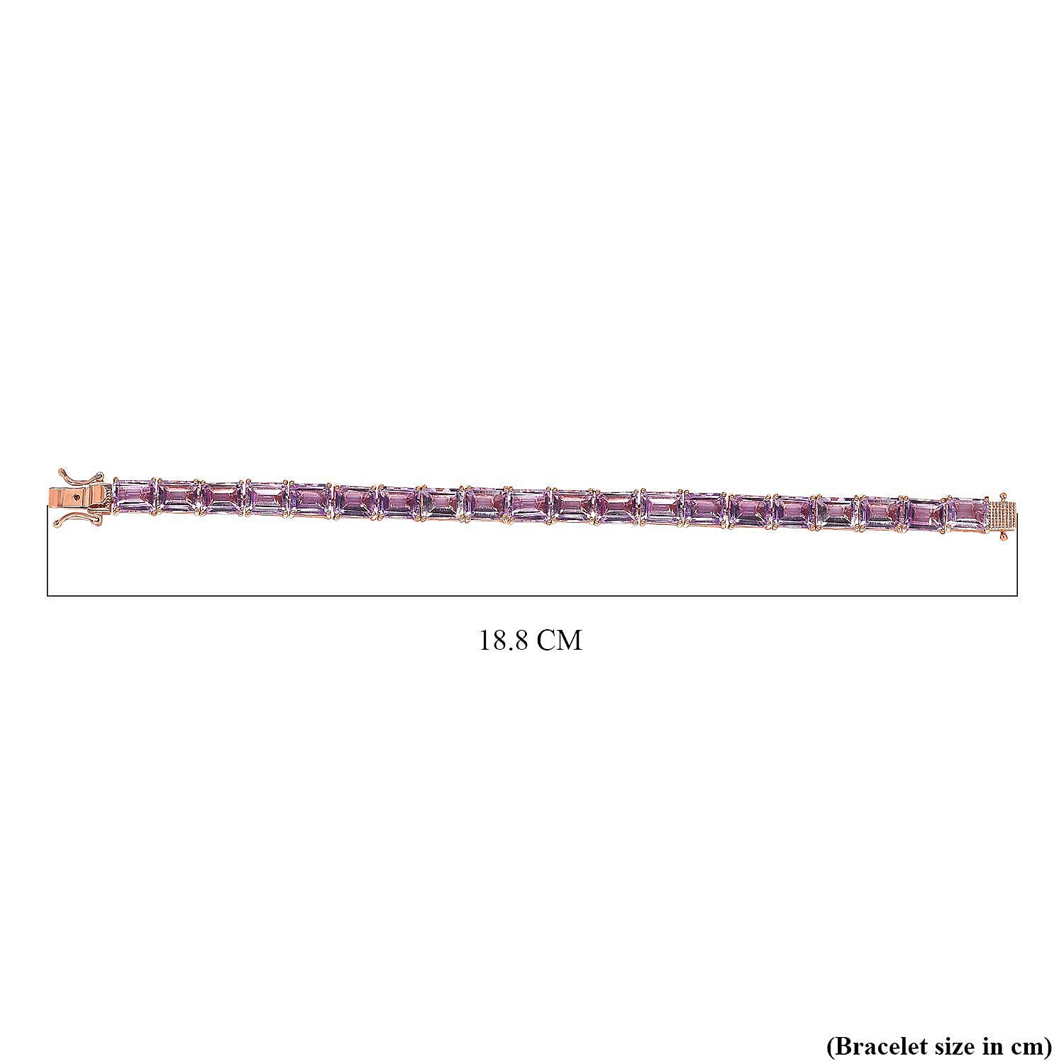 Rose De France Amethyst Bracelet (Size - 7) in Vermeil Rose Gold Overlay Sterling Silver 33.00 Ct, Silver Wt. 11.40 Gms