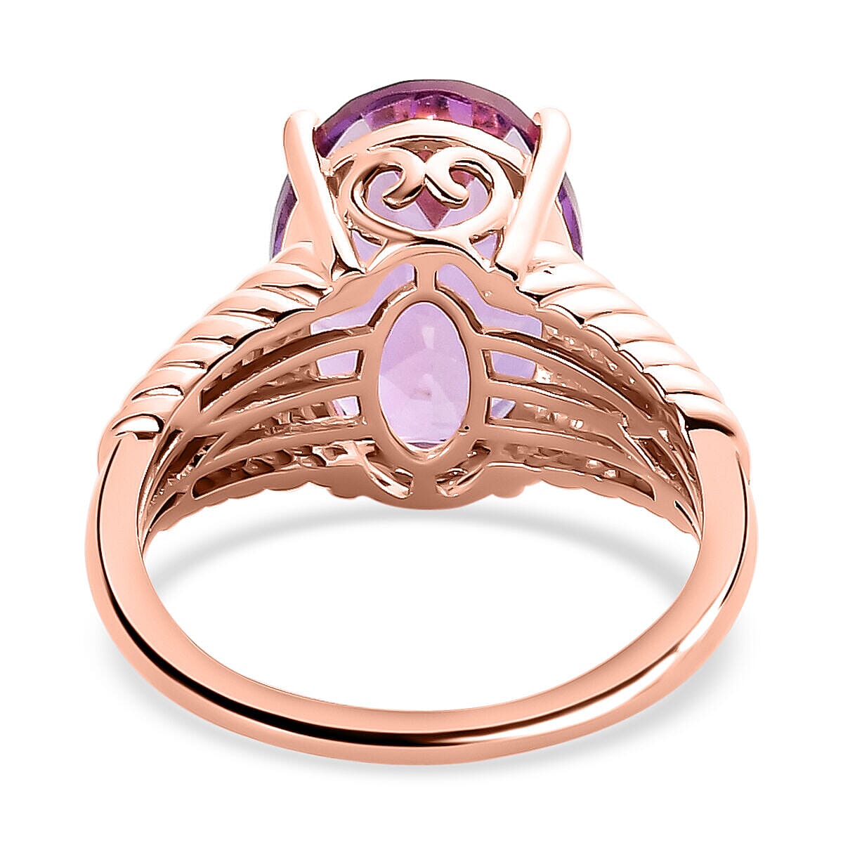 Rose De France Amethyst Ring in 18K Vermeil Rose Gold Plated Sterling Silver 5.38 Ct.