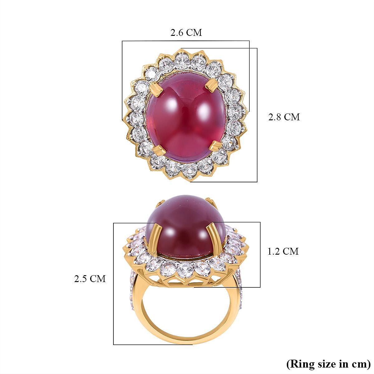 Biggest Ruby Ring Deal of 2023 - Ruby and Natural Zircon Ring in 18K YG Plated Sterling Silver 34.50 Ct, Silver Wt. 6.18 Gms.